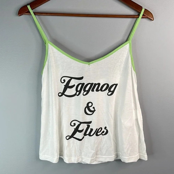 MINKPINK NWT 3 Pc Christmas Sleepwear White Black Green Eggnog Elves Dasher XS - Picture 8 of 8